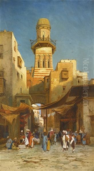 An Eastern Gateway Oil Painting by Hermann David Salomon Corrodi