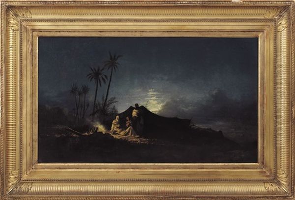 Notturno, Accampamento Nell'oasi Oil Painting by Hermann David Salomon Corrodi