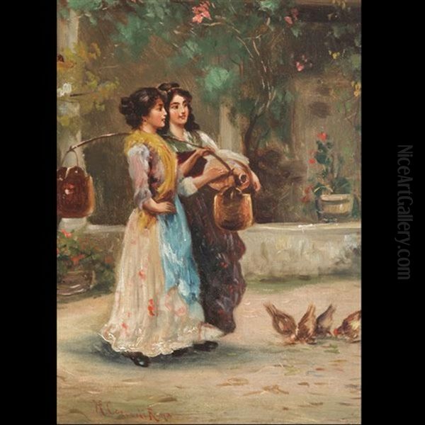 The Water Carriers Oil Painting by Hermann David Salomon Corrodi