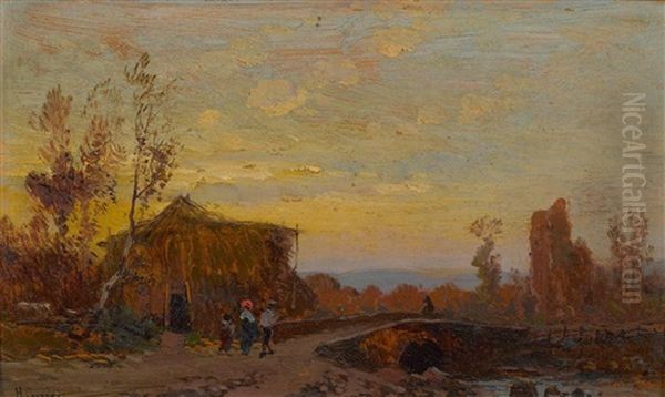 Weite Landschaft Oil Painting by Hermann David Salomon Corrodi