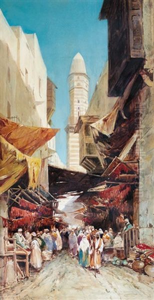 Mercato Al Cairo Oil Painting by Hermann David Salomon Corrodi