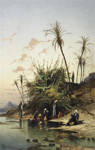 Am Nil. Frauen Mit Ihren Krugen Beim Wasserholen by Hermann David Salomon Corrodi