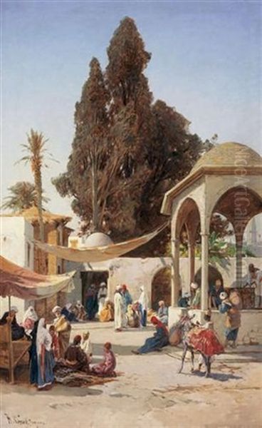 Cesme Etrafinda Dinlenenler Oil Painting by Hermann David Salomon Corrodi