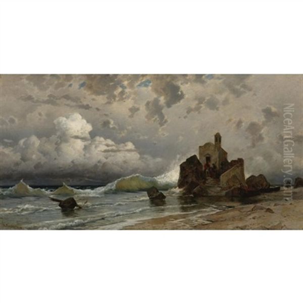 A Coastal Scene With A Sentinel's Post Oil Painting by Hermann David Salomon Corrodi