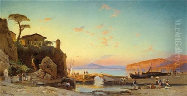 In Der Bucht Von Neapel Oil Painting by Hermann David Salomon Corrodi