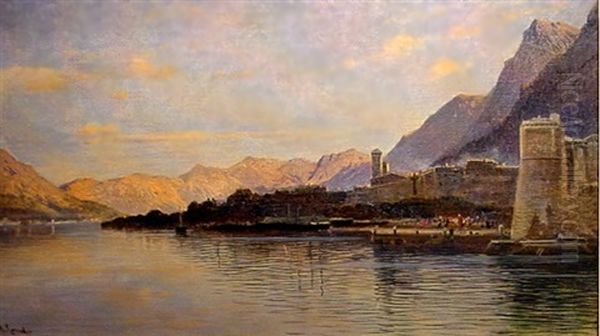 Fortress On The Coast Oil Painting by Hermann David Salomon Corrodi