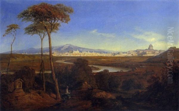 Blick Auf Rom Und Den Tiber Oil Painting by Hermann David Salomon Corrodi