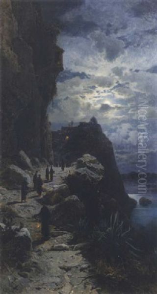 Salita Al Monte Athos Oil Painting by Hermann David Salomon Corrodi