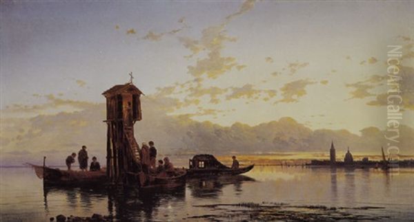 Preghiera Del Vespro In Laguna Oil Painting by Hermann David Salomon Corrodi