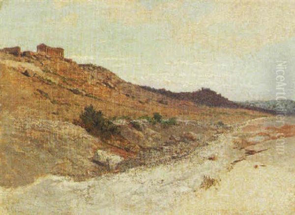 Roman Ruins In The Campagna Oil Painting by Hermann David Salomon Corrodi