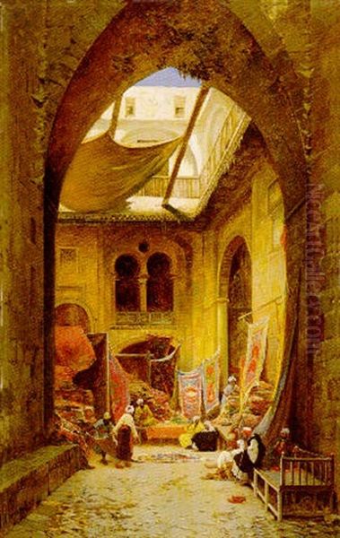 The Carpet Merchant Oil Painting by Hermann David Salomon Corrodi