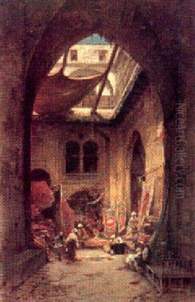 The Rug Merchant Oil Painting by Hermann David Salomon Corrodi