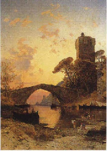 Paesaggio Della Costa Laziale Oil Painting by Hermann David Salomon Corrodi