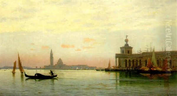 Sunset At The Lagoon, Venice Oil Painting by Hermann David Salomon Corrodi