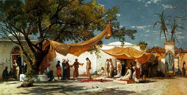 The Slave Market Oil Painting by Hermann David Salomon Corrodi