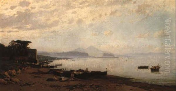 A View Of The Bay Of Naples Oil Painting by Hermann David Salomon Corrodi