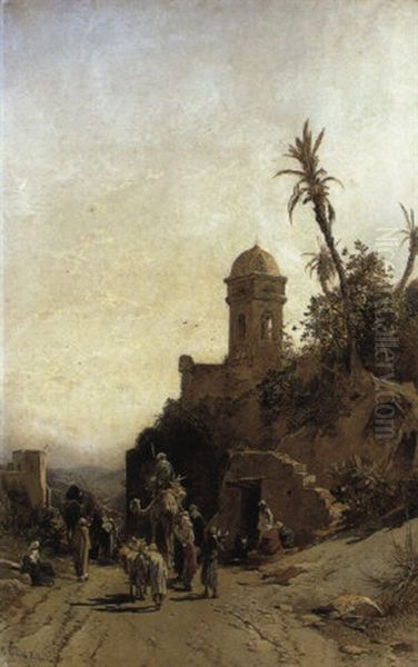 The Departing Caravan Oil Painting by Hermann David Salomon Corrodi