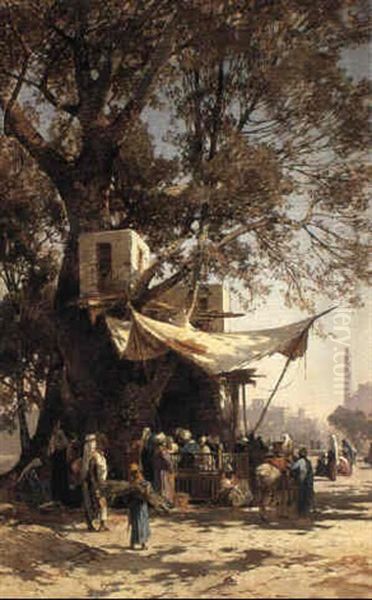 On The Market Square, Bikstra Oil Painting by Hermann David Salomon Corrodi