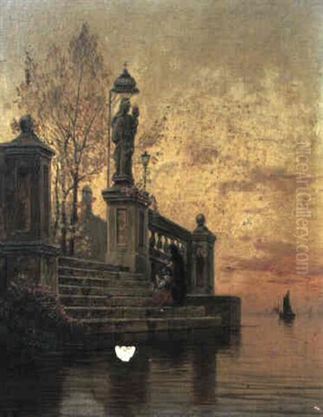 Evening Prayers, Venice Oil Painting by Hermann David Salomon Corrodi