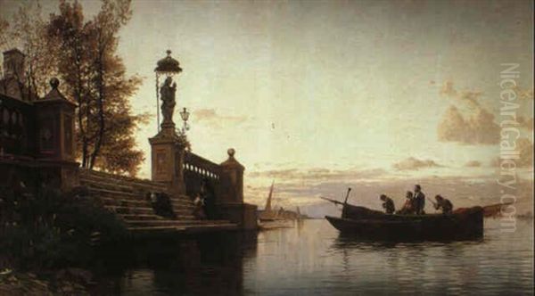 Evening Prayers, Venice Oil Painting by Hermann David Salomon Corrodi