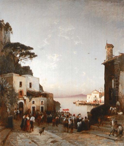 Processione A Sorrento Oil Painting by Hermann David Salomon Corrodi