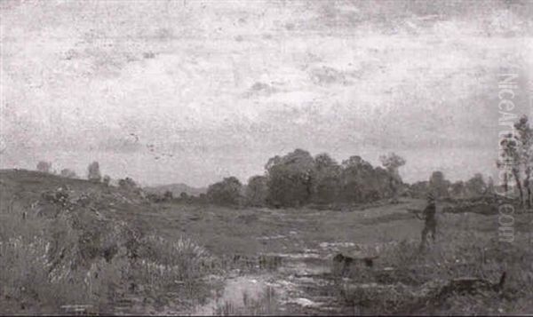 Moorlandschaft Mit Jager Oil Painting by Hermann David Salomon Corrodi