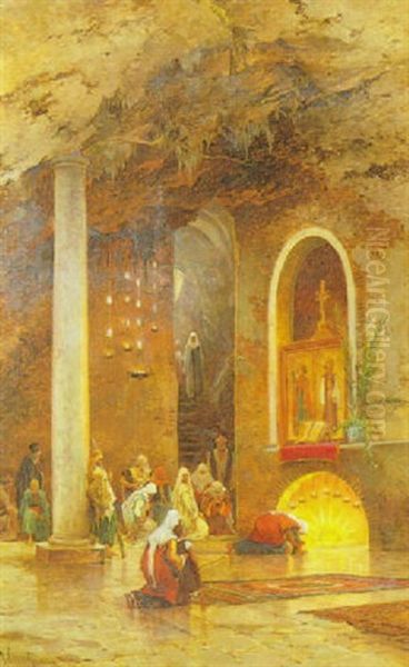 The Church Of The Nativity, Bethlehem Oil Painting by Hermann David Salomon Corrodi