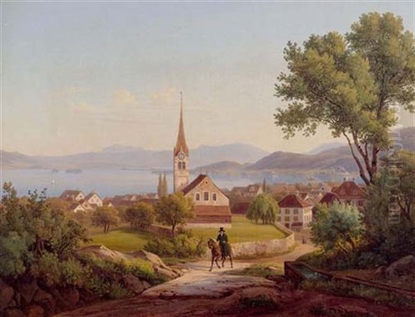 Blick Auf Richterswil Und Den Zurichsee by Salomon Corrodi