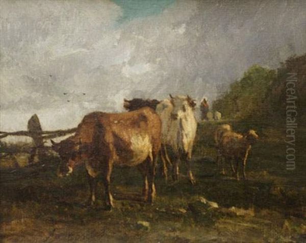 Vaches Au Pre Oil Painting by Antonio Cortes Cordero