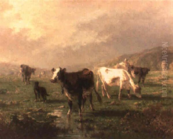 Vacas Pastando Oil Painting by Antonio Cortes Cordero