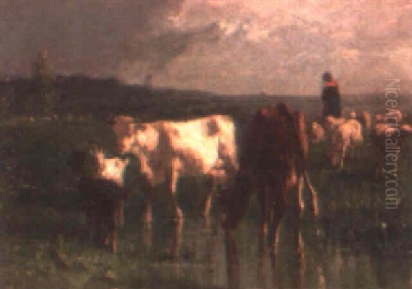 Vacas Pastando Oil Painting by Antonio Cortes Cordero