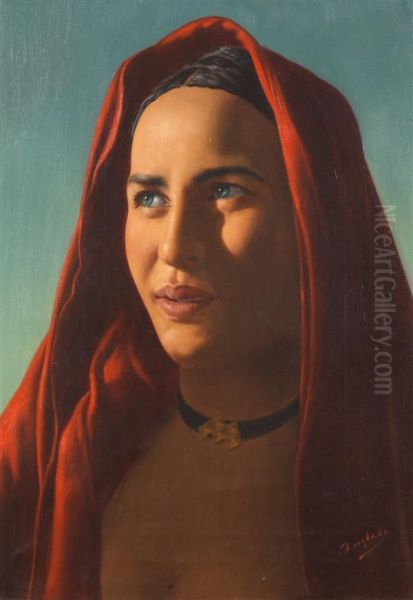 Jeune Orientale Voilee Oil Painting by Luis Anglada Pinto