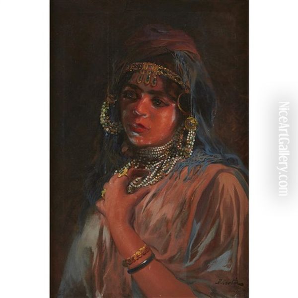 Portrait Of An Exotic Woman Oil Painting by Daniel Cortes