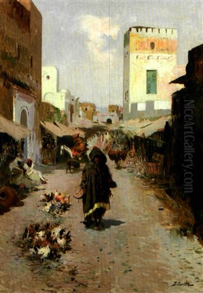 Scene De Rue, Maroc Oil Painting by Daniel Cortes