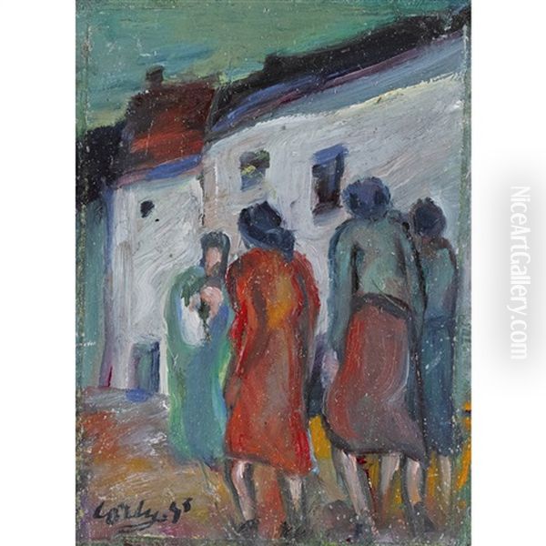 Strassenpartie Mit Frauen Oil Painting by Giovanni-Battista Corti