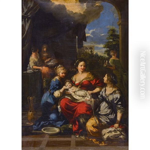 Madonna Col Bambino E Santa Martina Oil Painting by Pietro da Cortona