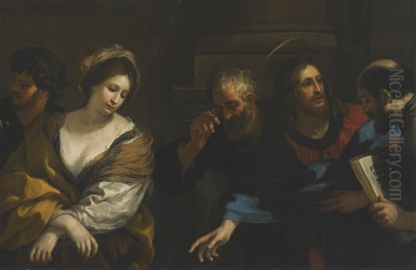 Christ And The Woman Taken In Adultery Oil Painting by Pietro da Cortona