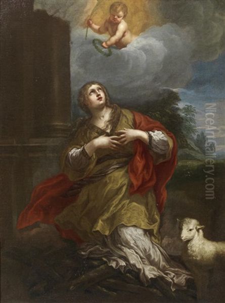 Saint Agnes Oil Painting by Pietro da Cortona