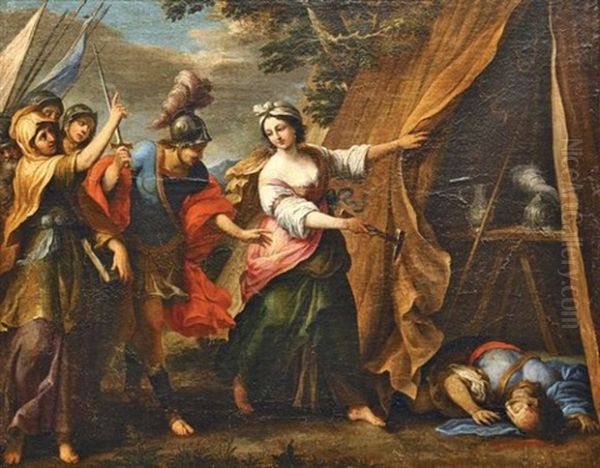 Jahel Femme Juive Qui Enfonca Un Clou Dans La Tete De Sisasa, General Des Ghananeens Oil Painting by Pietro da Cortona