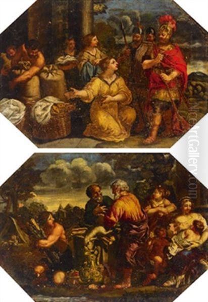 Antike Opferszene (+ Alttestamentarische Darstellung; Pair) Oil Painting by Pietro da Cortona