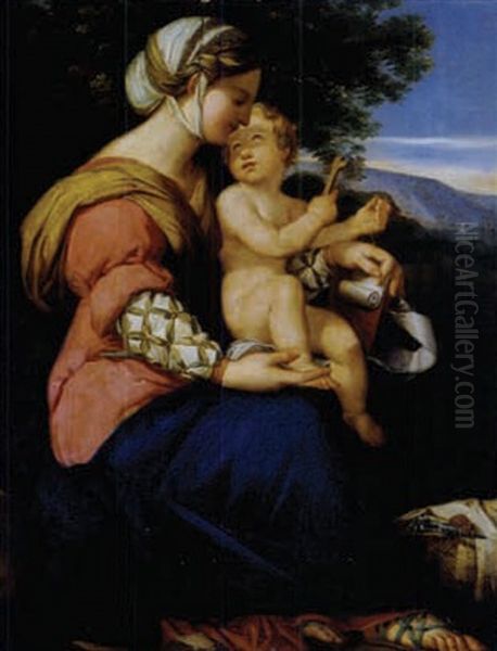 Madonna Mit Dem Kind Under Einem Baum Sitzend Oil Painting by Pietro da Cortona