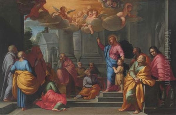 Christ Blessing The Children: Matthew, Xix: 13-15 Oil Painting by Pietro da Cortona