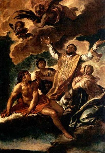 Santo Vescovo Riceve La Palma Del Martirio Oil Painting by Pietro da Cortona