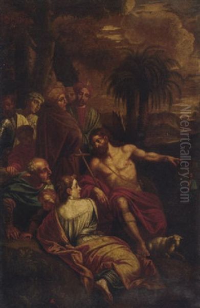 The Preaching Of The Baptist Oil Painting by Pietro da Cortona