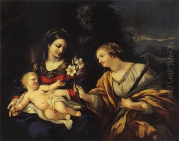 Madonna Con Bambino E Santa Martina Oil Painting by Pietro da Cortona