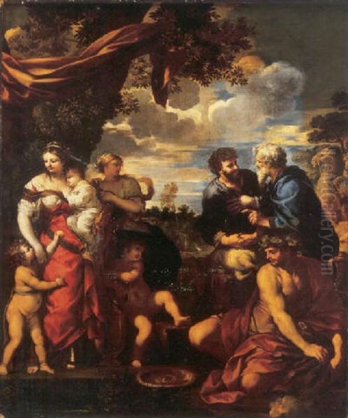 The Meeting Of Jacob And Laban Oil Painting by Pietro da Cortona