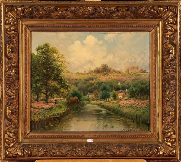 Paysage Aux Bruyeres Anime Oil Painting by Gaston Anglade