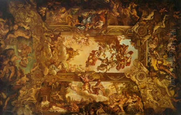 The Glorification Of The Reign Of Urban Vlll Oil Painting by Pietro da Cortona