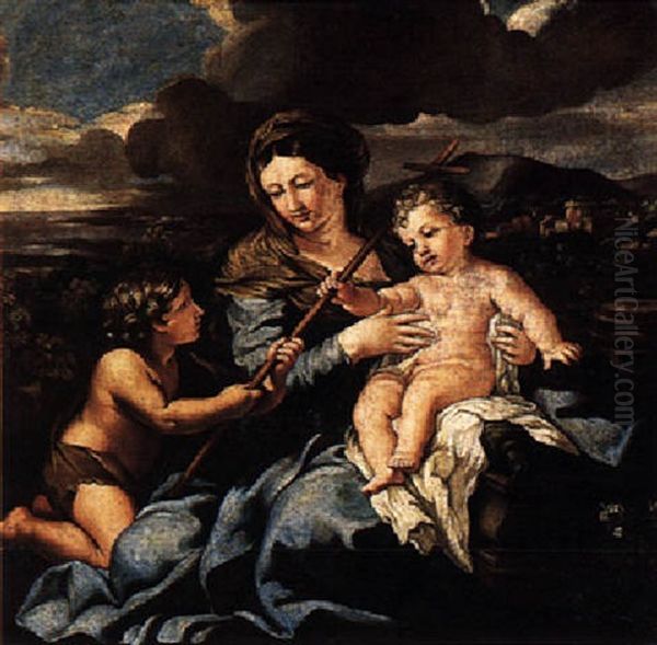 The Madonna And Child With Saint John The Baptist Oil Painting by Pietro da Cortona