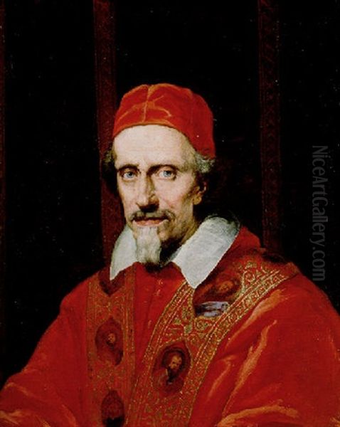 Portrait Of Giulio Rospigliosi, Pope Clement Ix (1599-1669) Oil Painting by Pietro da Cortona